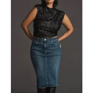 Anthropologie Pilcro Long Stretch Denim Midi Jean Skirt W1894 Sz 8